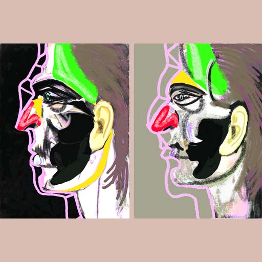 portrait, male portrait, diptych, neoexpressionism, contemporary art, expressionism, New York, painting, Nicholaas Chiao