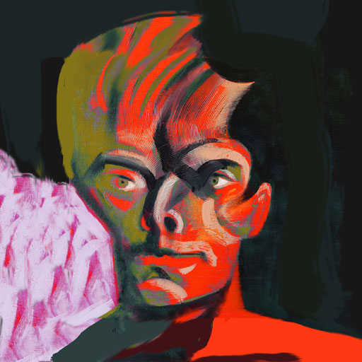 portraits, figurative art, male portrait, red, neoexpressionism, contemporary art, expressionism, New York, painting, Nicholaas Chiao