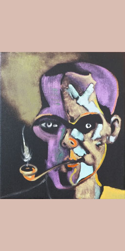 portrait, smoker, figurative, neoexpressionism, contemporary art, expressionism, New York, painting, Nicholaas Chiao