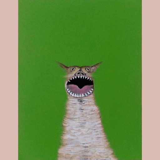 green cat, animal, neoexpressionism, contemporary art, expressionism, New York, painting, Nicholaas Chiao