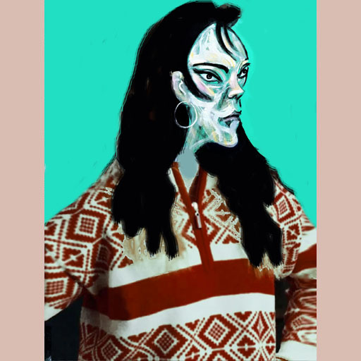 portraits, woman, turquoise, neoexpressionism, contemporary art, expressionism, New York, painting, Nicholaas Chiao